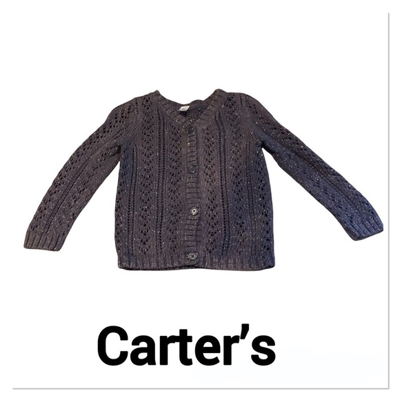 CARTER’S Brown Knit Button Down Cardigan with sparkle thread 6x - Picture 1 of 6